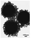 TEM picture of raspberry-like silica particles